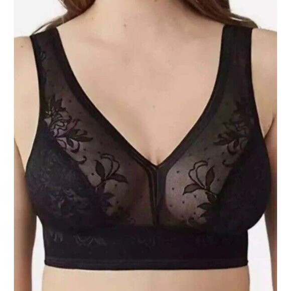 Wacoal 810340 Net Effect Soft Cup Bra Bralette Lace Wire Free Black Sz 32 - Picture 1 of 9